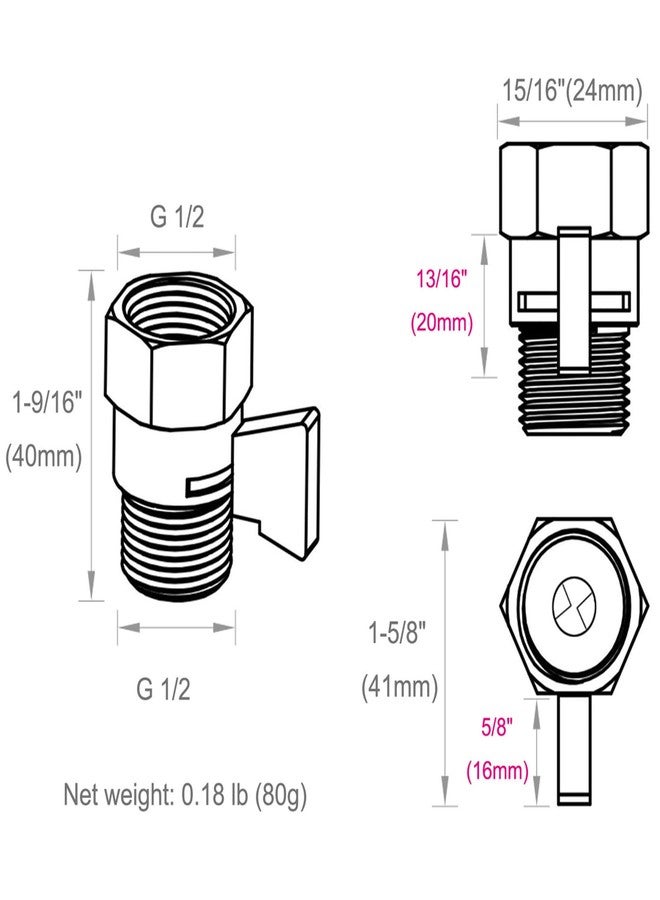 Angle Simple Shower Valve, Brass Water Flow Shut Off Valve for Hand Shower, RV Hose Flow Restrictor, Matte Black - Image 2